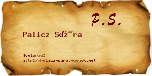 Palicz Sára névjegykártya